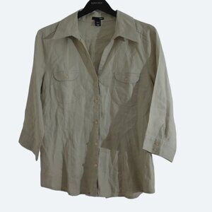 H&M Beige 100% Linen Blouse Size 14